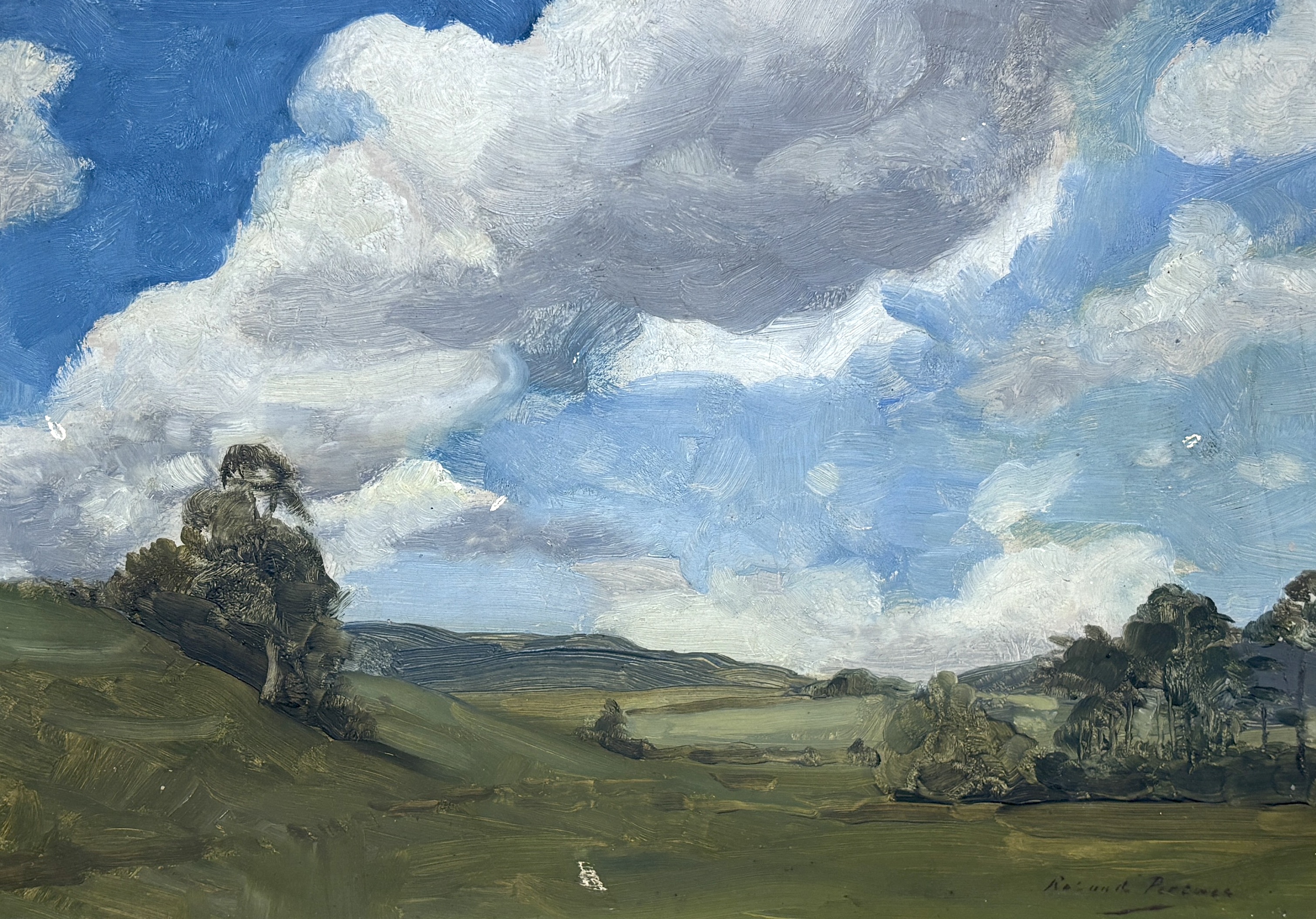 Roland Pertwee, oil on board, Rural landscape, signed, 25 x 35cm
